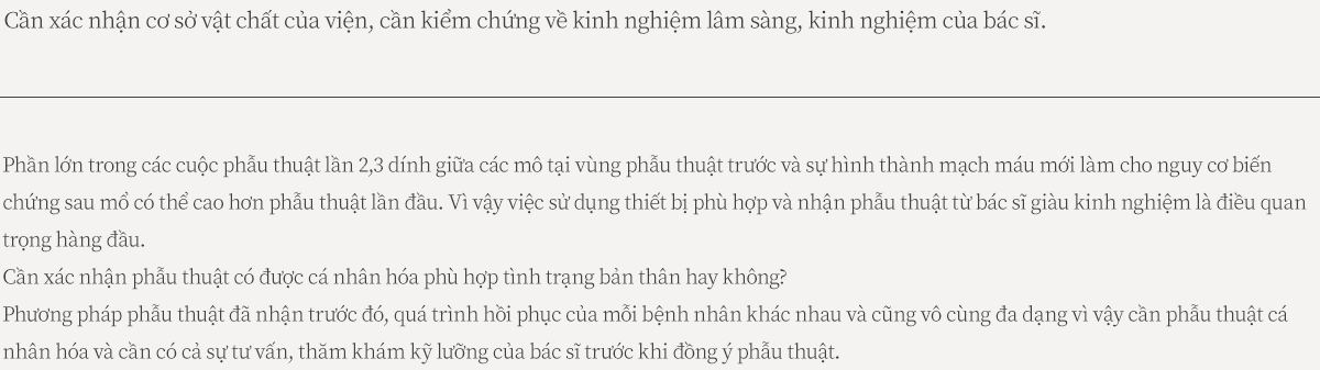 Những ��iều cần lưu ý khi quyết ��ịnh tái phẫu